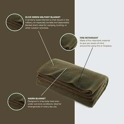 थोक शीतल 80% ऊनी कंबल सैन्य उपयोग आर्मी ग्रीन